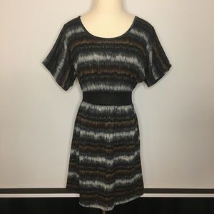 DELIRIOUS Blue Brown Striped Short Mini Dress Small